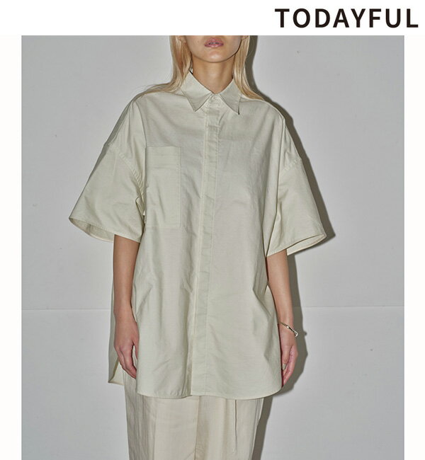 【予約商品】TODAYFUL トゥデイフル Halfsleeve Oxford Shirts 12410426 ハーフスリーブオックスフォードシャツ 6月末～7月末入荷予定 後払い決済利用不可 2024PreFall 2024秋冬 新作 キャンセル返品不可 予約のサムネイル