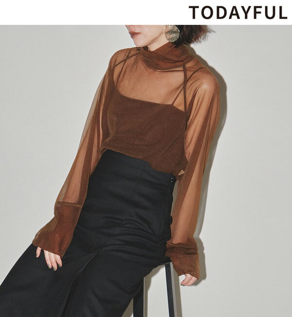 【本日5/12(日)限定1000円OFFクーポン発行中】【SALE40 OFF】【即日発送】TODAYFUL トゥデイフル Sheer Turtle Tops 12320617 シアータートルトップス 23FW 2023冬 新作 キャンセル返品不可