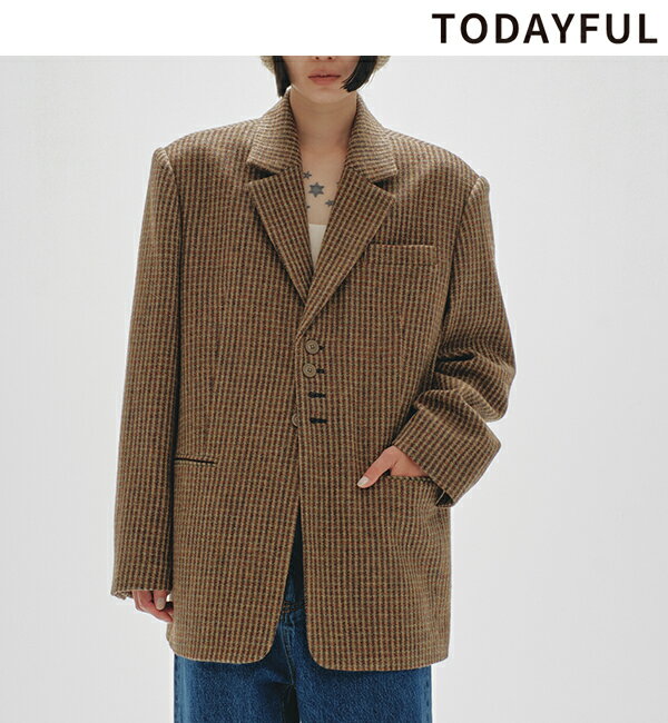 【予約商品】TODAYFUL トゥデイフル Wool100% Check Jacket 12420109 ウール100%チェックジャケット 10月上〜11月上入荷予定 後払い決済利用不可 2024winter 2024秋冬 新作 キャンセル返品不可 予約のサムネイル