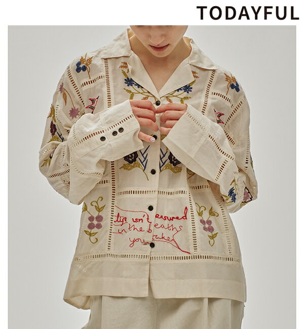 【SOLD OUT】TODAYFUL トゥデイフル Embroidery Patchwork Shirts 12510404 エンブロイダリーパッチワークシャツ 刺しゅう シャツ 2025spring/summer 2025春夏 新作 キャンセル返品不可のサムネイル