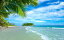 絵画風 壁紙ポスター （はがせるシール式） ビーチ セーシェル 東アフリカ インド洋 トロピカル楽園 キャラクロ BCH-037W1 （ワイド版 921mm×576mm） ＜日本製＞ ウォールステッカー お風呂ポスター
