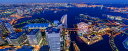 絵画風 壁紙ポスター (はがせるシール式) 横浜 みなとみらい 夕暮れ夜景 MM21 風景 都市景観100選 パノラマ キャラクロ YKH-103P1 (パノラマ版 1440mm×576mm) <日本製> ウォールステッカー お風呂ポスター