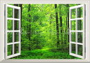 絵画風 壁紙ポスター (はがせるシール式) -窓の景色- 森林 森林浴 緑 目の保養 気分転換 癒し  キャラクロ SNR-001MA1 (A1版 830mm×585mm) ＜日本製＞ ウォールステッカー お風呂ポスター