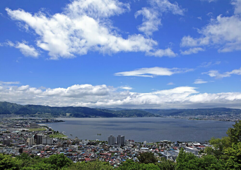 絵画風 壁紙ポスター (はがせるシール式) 諏訪湖 風景 諏訪市 キャラクロ SWK-002A2 (A2版 594mm×420mm) ＜日本製＞ ウォールステッカー お風呂ポスター