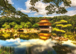 絵画風 壁紙ポスター (はがせるシール式) 金閣寺 鏡湖池 鹿苑寺 室町時代 北山文化 キャラクロ KKJ-007A2 (A2版 594mm×420mm) <日本製> ウォールステッカー お風呂ポスター