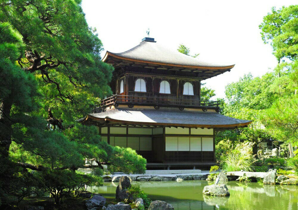 絵画風 壁紙ポスター (はがせるシール式) 銀閣寺 慈照寺 室町時代 東山文化 相国寺 キャラクロ GKJ-002A1 (A1版 830mm×585mm) <日本製> ウォールステッカー お風呂ポスター