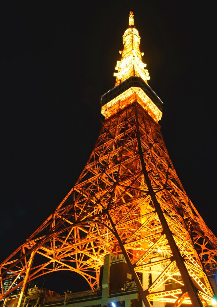 絵画風 壁紙ポスター (はがせるシール式) 東京タワー ライトアップ 夜景 キャラクロ TKT-003A1 (A1版 585mm×830mm) ＜日本製＞ ウォールステッカー お風呂ポスター