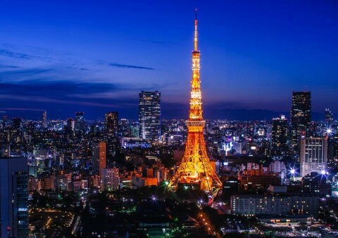 絵画風 壁紙ポスター （はがせるシール式） 東京タワー 夜景 東京オリンピック キャラクロ TKT-004A1 （A1版 830mm×585mm） 建築用壁紙＋耐候性塗料 インテリア