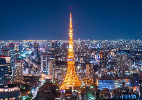 絵画風 壁紙ポスター （はがせるシール式） 東京タワー 夜景 東京オリンピック キャラクロ TKT-005A2 （A2版 594mm×420mm） 建築用壁紙＋耐候性塗料 インテリア