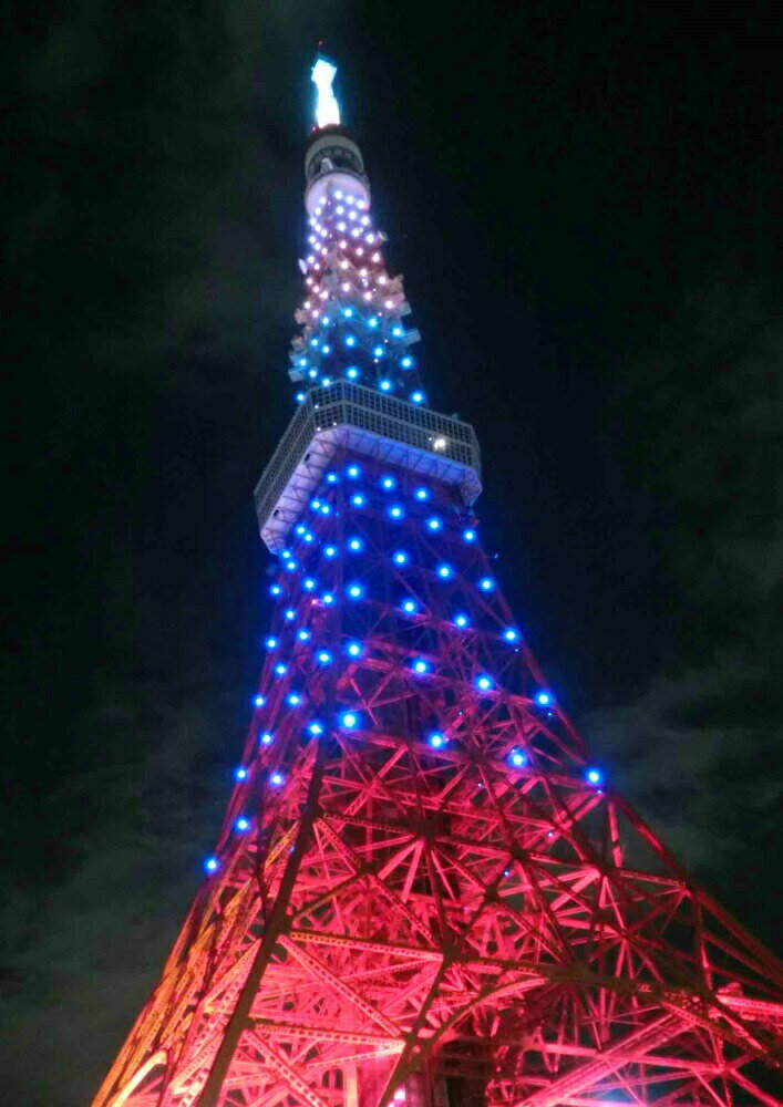 絵画風 壁紙ポスター (はがせるシール式) 東京タワー ライトアップ 夜景 キャラクロ TKT-016A1 (A1版 585mm×830mm) ＜日本製＞ ウォールステッカー お風呂ポスター