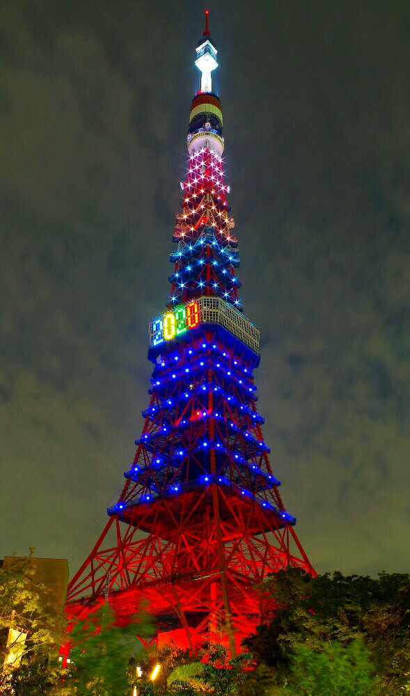 絵画風 壁紙ポスター (はがせるシール式) 東京タワー 東京タワー 2020年サイン ライトアップ キャラクロ TKT-018S1 (576mm×978mm) ＜日本製＞ ウォールステッカー お風呂ポスター