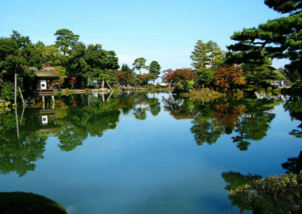 絵画風 壁紙ポスター (はがせるシール式) 兼六園 日本庭園 金沢 日本三名園 キャラクロ KRE-001A1 (A1版 830mm×585mm) <日本製> ウォールステッカー お風呂ポスター