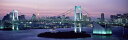 絵画風 壁紙ポスター (はがせるシール式) レインボーブリッジ 夕暮れ 夜景 東京タワー 東京港連絡橋 キャラクロ RBB-004L1 (パノラマL版 1843mm×576mm) <日本製> ウォールステッカー お風呂ポスター