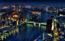 絵画風 壁紙ポスター (はがせるシール式) 隅田川の夜景 勝鬨橋 東京都 キャラクロ TKY-002W2 (ワイド版 603mm×376mm) <日本製> ウォールステッカー お風呂ポスター