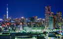 絵画風 壁紙ポスター (はがせるシール式) 東京スカイツリー 東京都 夜景 隅田川 キャラクロ TST-013W1 (ワイド版 921mm×576mm) <日本製> ウォールステッカー お風呂ポスター