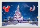 絵画風 壁紙ポスター (はがせるシール式) -窓の景色- ディズニーワールドの雪景色 サンタクロースとシンデレラ城 フロリダ 【扉なし窓仕様】 キャラクロ DN...