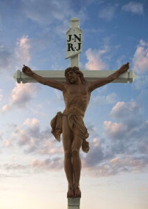 絵画風 壁紙ポスター (はがせるシール式) キリストの磔刑像 十字架 INRI ユダヤ人の王、ナザレのイエス キリスト教 キャラクロ CHST-002A2 (A2版 420mm×594mm) <日本製> ウォールステッカー お風呂ポスター