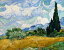 絵画風 壁紙ポスター （はがせるシール式） フィンセント ファン ゴッホ 糸杉のある麦畑 1889年 メトロポリタン美術館 キャラクロ K-GOH-017S2 （594mm×468mm） ＜日本製＞ ウォールステッカー お風呂ポスター