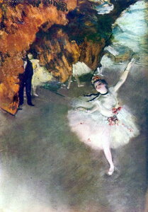 絵画風 壁紙ポスター (はがせるシール式) 【フルサイズ版】 エドガー・ドガ 踊りの花形(エトワール) 1878年頃 オルセー美術館 AT キャラクロ K-DGS-002BS2 (A2版 414mm×594mm) <日本製> ウォールステッカー お風呂ポスター