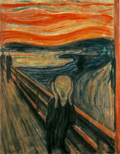 絵画風 壁紙ポスター (はがせるシール式) 【フルサイズ版】 エドヴァルド・ムンク 叫び The Scream 1893年 生命のフリーズ オスロ国立美術館 キャラクロ K-MNC-001S2 (466mm×594mm) <日本製> ウォールステッカー お風呂ポスター