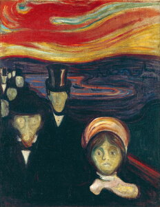 絵画風 壁紙ポスター (はがせるシール式) 【フルサイズ版】 エドヴァルド・ムンク 不安 Anxiety 1894年 ムンク美術館 キャラクロ K-MNC-006S1 (585mm×754mm) <日本製> ウォールステッカー お風呂ポスター