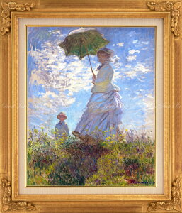 絵画風 壁紙ポスター (はがせるシール式) 【フルサイズ版】 クロード モネ 散歩 日傘をさす女性 1875年 ワシントンナショナルギャラリー 【額縁印刷/トリックアート】 キャラクロ K-MON-004SGJ2 (510mm×594mm) <日本製> ウォールステッカー お風呂ポスター