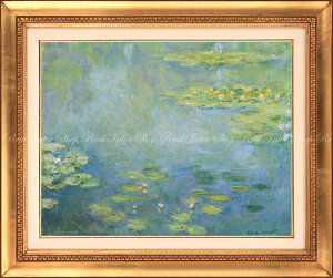 絵画風 壁紙ポスター (はがせるシール式) 【フルサイズ版】 クロード・モネ 睡蓮 1906年 Water Lilies 大原美術館 【額縁印刷／トリックアート】 キャラクロ K-MON-013SGH1 (709mm×594mm) ＜日本製＞ ウォールステッカー お風呂ポスター