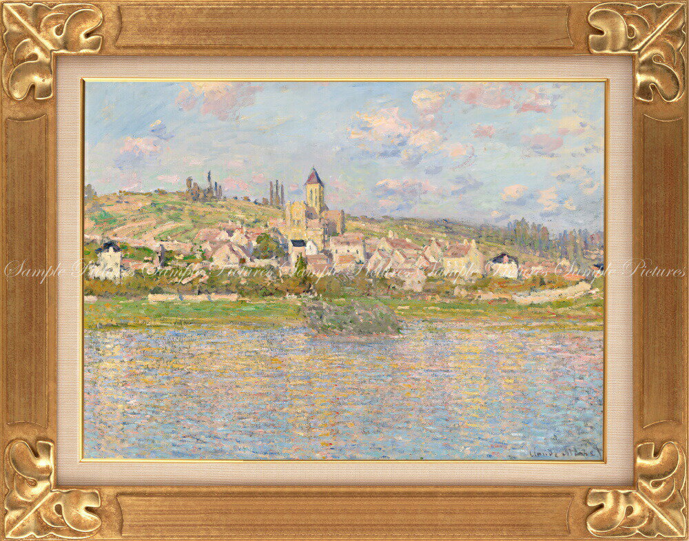 絵画風 壁紙ポスター (はがせるシール式) 【フルサイズ版】 クロード・モネ ヴェトゥイユ 1879年 ヴィクトリア国立美術館 【額縁印刷/トリックアート】 キャラクロ K-MON-061SGK2 (594mm×466mm) <日本製> ウォールステッカー お風呂ポスター