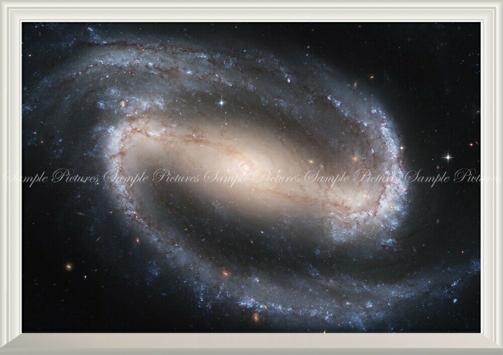 絵画風 壁紙ポスター (はがせるシール式) -窓の景色- 銀河 NGC 1300 棒渦巻銀河 ギャラクシー Milky Way 宇宙 銀河系 神秘 【扉なし窓仕様】 キャラクロ SPC-001NA2 (A2版 594mm×420mm) ＜日本製＞ ウォールステッカー お風呂ポスター