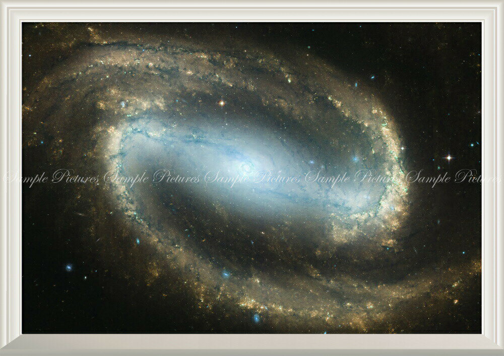 絵画風 壁紙ポスター (はがせるシール式) -窓の景色- 銀河 NGC 1300 棒渦巻銀河 ギャラクシー Milky Way 宇宙 銀河系 神秘 Blue 【扉なし窓仕様】 キャラクロ SPC-011NA1 (A1版 830mm×585mm) ＜日本製＞ ウォールステッカー お風呂ポスター