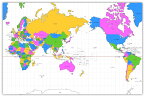 絵画風 壁紙ポスター (はがせるシール式) 世界地図 メルカトル図法 キャラクロ WMP-007S1 (870mm×576mm) ＜日本製＞ ウォールステッカー お風呂ポスター
