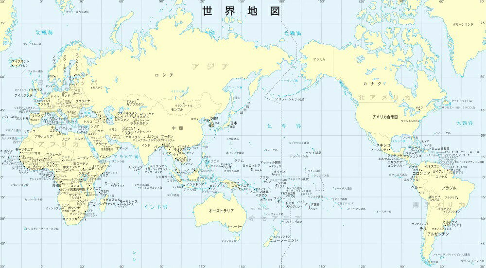 絵画風 壁紙ポスター (はがせるシール式) 世界地図 メルカトル図法 キャラクロ WMP-010S2 (603mm×333mm) ＜日本製＞ ウォールステッカー お風呂ポスター