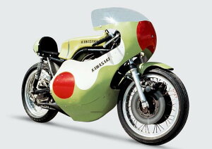 絵画風 壁紙ポスター (はがせるシール式) カワサキ 500-SS H1レーサー マッハ3 1969年 伝説のレーサー キャラクロ K5SS-009A2 (A2版 594mm×420mm) <日本製> ウォールステッカー お風呂ポスター