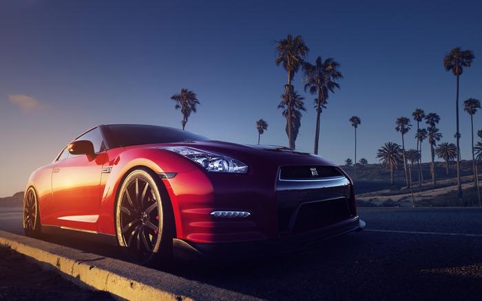 乐天商城 - 絵画風 壁紙ポスター (はがせるシール式) 日産 GT-R R35 中期型 2010年 赤 剥がせる壁紙 貼ってはがせる壁紙 おすすめ 癒しキャラクロ NR35-017W1 (ワイド版 921mm×576mm) ＜日本製＞ ウォールステッカー お風呂ポスター