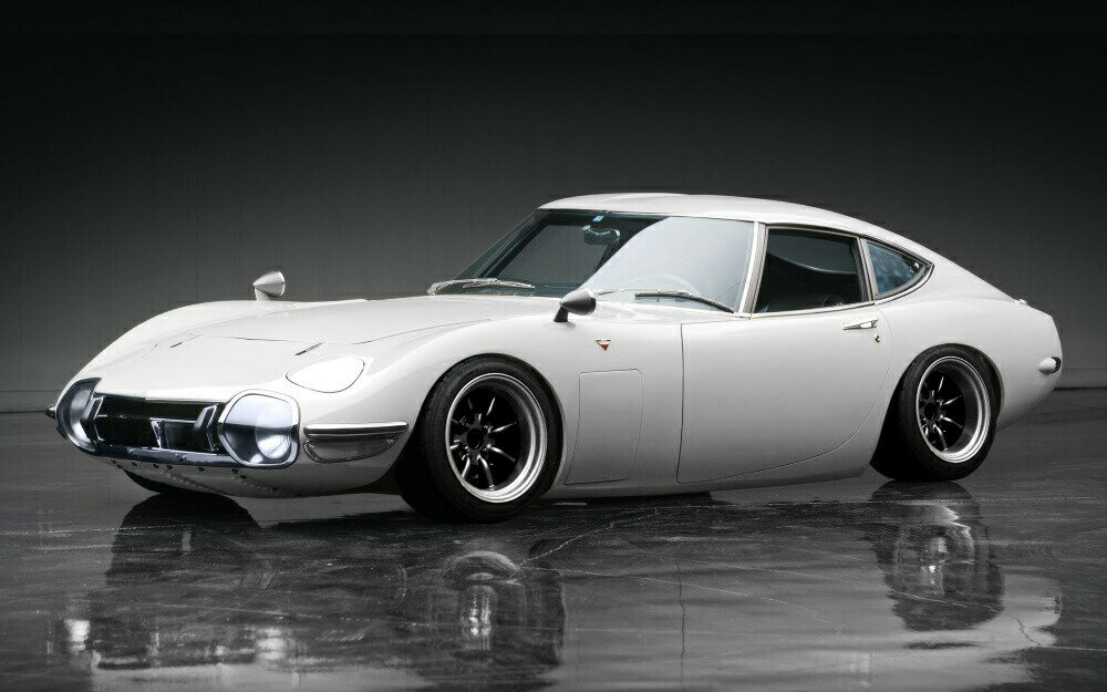 絵画風 壁紙ポスター (はがせるシール式) トヨタ 2000GT 前期型 カスタム 1967年 名車 キャラクロ T2GT-030W2 (ワイド版 603mm×376mm) ＜日本製＞ ウォールステッカー お風呂ポスター