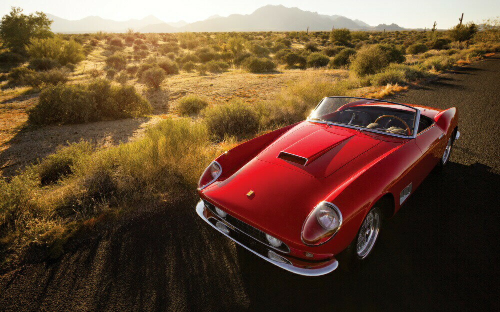 乐天商城 - 絵画風 壁紙ポスター (はがせるシール式) フェラーリ 250GT LWB スパイダー カリフォルニア 1958年 ヴィンテージ Ferrari キャラクロ F250-001W2 (ワイド版 603mm×376mm) ＜日本製＞ ウォールステッカー お風呂ポスター