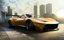 絵画風 壁紙ポスター (はがせるシール式) フェラーリ 458イタリア チューンアップカー イエロー スーパーカー キャラクロ F458-011W1 (ワイド版 921mm×576mm) <日本製> ウォールステッカー お風呂ポスター