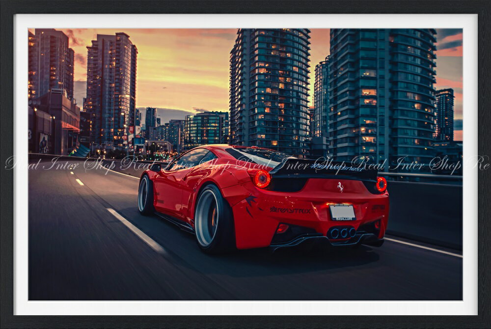 絵画風 壁紙ポスター (はがせるシール式) フェラーリ 458イタリア Liberty Walk レ