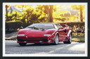 絵画風 壁紙ポスター (はがせるシール式) ランボルギーニ カウンタック 5000 QV 25thアニバーサリー 1988年 スーパーカー 【額縁印刷/トリックアート】 キャラクロ LCNT-020SGF2 (603mm×402mm) <日本製> ウォールステッカー お風呂ポスター