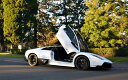 絵画風 壁紙ポスター (はがせるシール式) ランボルギーニ ムルシエラゴ LP670-4 スーパーヴェローチェ SV ホワイト 2009年 スーパーカー キャラクロ LMCL-007W1 (ワイド版 921mm×576mm) <日本製> ウォールステッカー お風呂ポスター