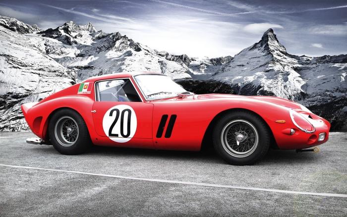 絵画風 壁紙ポスター (はがせるシール式) フェラーリ 250 GTO 1962年 名車 史上最高額 キャラクロ F25G-001W1 (ワイド版 921mm×576mm) ＜日本製＞ ウォールステッカー お風呂ポスター