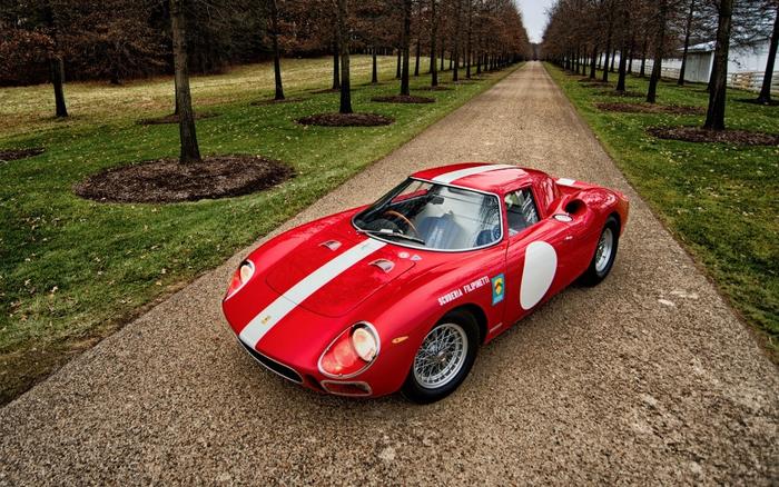 乐天商城 - 絵画風 壁紙ポスター (はがせるシール式) フェラーリ 250 LM 1963年 ルマン 24時間レース キャラクロ F25G-003W1 (ワイド版 921mm×576mm) ＜日本製＞ ウォールステッカー お風呂ポスター