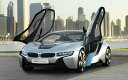 絵画風 壁紙ポスター (はがせるシール式) BMW i8 Concept 2011年 プラグインハイブリッド・スーパーカー キャラクロ BMI8-002W1 (ワイド版 921mm×576mm) <日本製> ウォールステッカー お風呂ポスター