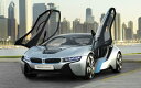 絵画風 壁紙ポスター (はがせるシール式) BMW i8 Concept 2011年 プラグインハイブリッド スーパーカー キャラクロ BMI8-002W1 (ワイド版 921mm×576mm) ＜日本製＞ ウォールステッカー お風呂ポスター