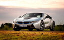 絵画風 壁紙ポスター (はがせるシール式) BMW i8 I12 2015年 シルバー プラグインハイブリッド・スーパーカー キャラクロ BMI8-005W1 (ワイド版 921mm×576mm) <日本製> ウォールステッカー お風呂ポスター