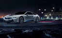絵画風 壁紙ポスター (はがせるシール式) BMW i8 I12 2015年 シルバー プラグインハイブリッド・スーパーカー キャラクロ BMI8-007W1 (ワイド版 921mm×576mm) <日本製> ウォールステッカー お風呂ポスター