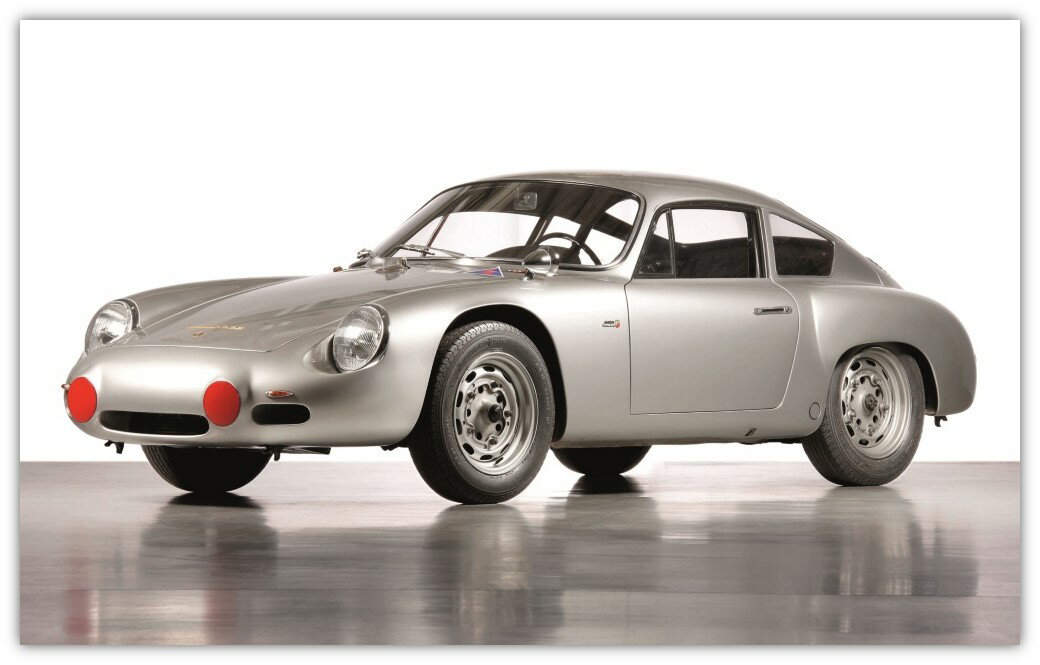 乐天商城 - 絵画風 壁紙ポスター (はがせるシール式) ポルシェ 356B 1600GS カレラ GTLアバルト レースカー 1960年 シルバー キャラクロ P356-016W1 (ワイド版 921mm×576mm) ＜日本製＞ ウォールステッカー お風呂ポスター