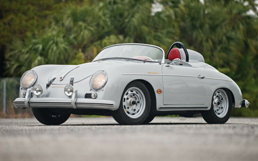乐天商城 - 絵画風 壁紙ポスター (はがせるシール式) ポルシェ 356A 1600 スピードスター 1958年 Pホワイト キャラクロ P356-021W1 (ワイド版 921mm×576mm) ＜日本製＞ ウォールステッカー お風呂ポスター