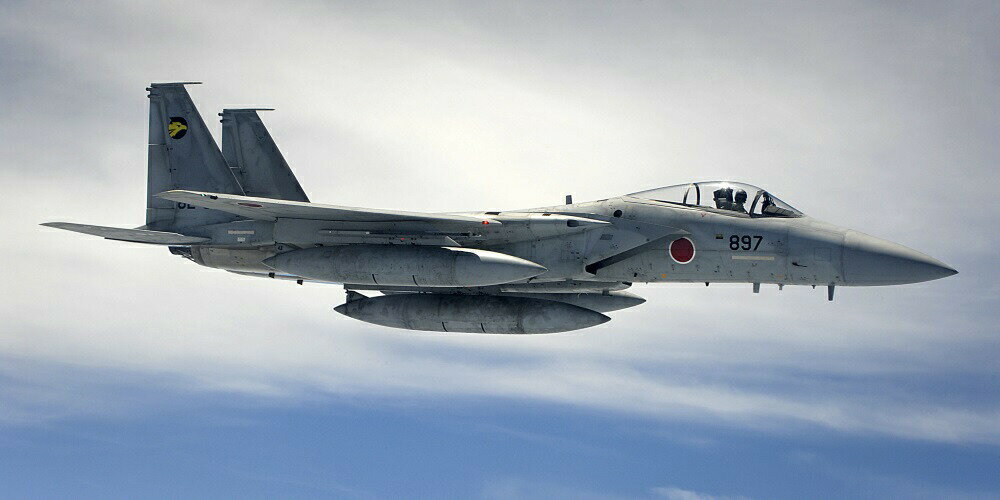 絵画風 壁紙ポスター (はがせるシール式) 航空自衛隊 戦闘機 F-15J イーグル JASDF 空自 自衛隊 F-15CDイーグル ミリタリー キャラクロ JASD-001S1 (1152mm×576mm) ＜日本製＞ ウォールステッカー お風呂ポスター