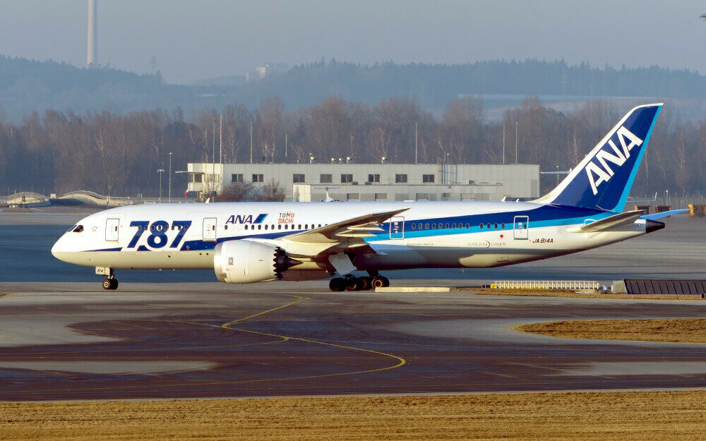 絵画風 壁紙ポスター (はがせるシール式) ANA ボーイング 787-8 ドリームライナー JA814A 2015年 次世代中型ジェット旅客機 全日空 キャラクロ B787-020W2 (ワイド版 603mm×376mm) ＜日本製＞ ウォールステッカー お風呂ポスター